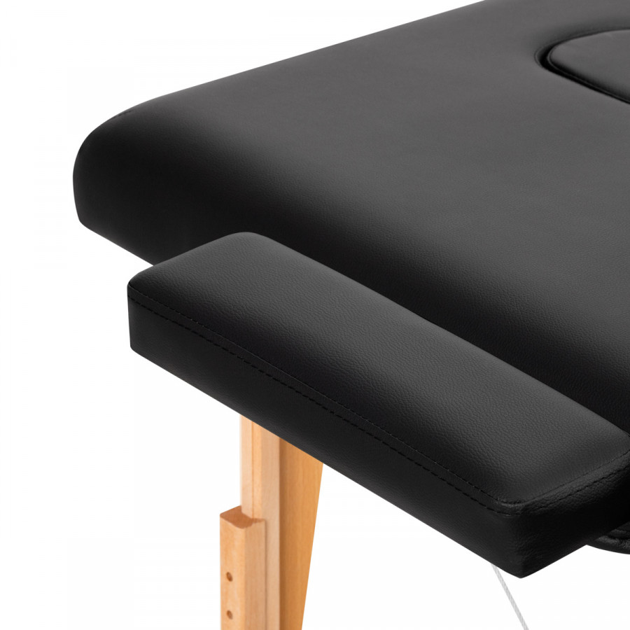 Stół składany do masażu wood Komfort Activ Fizjo Lux 2 segmentowy 190x70 czarny