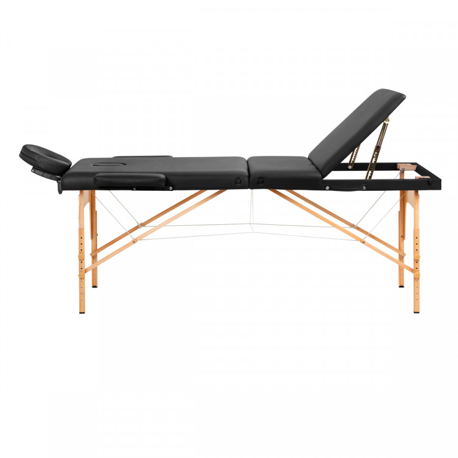 Stół składany do masażu wood Komfort Activ Fizjo Lux 3 segmentowy 190x70 czarny
